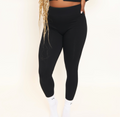 Black Ribbed Active Leggings
