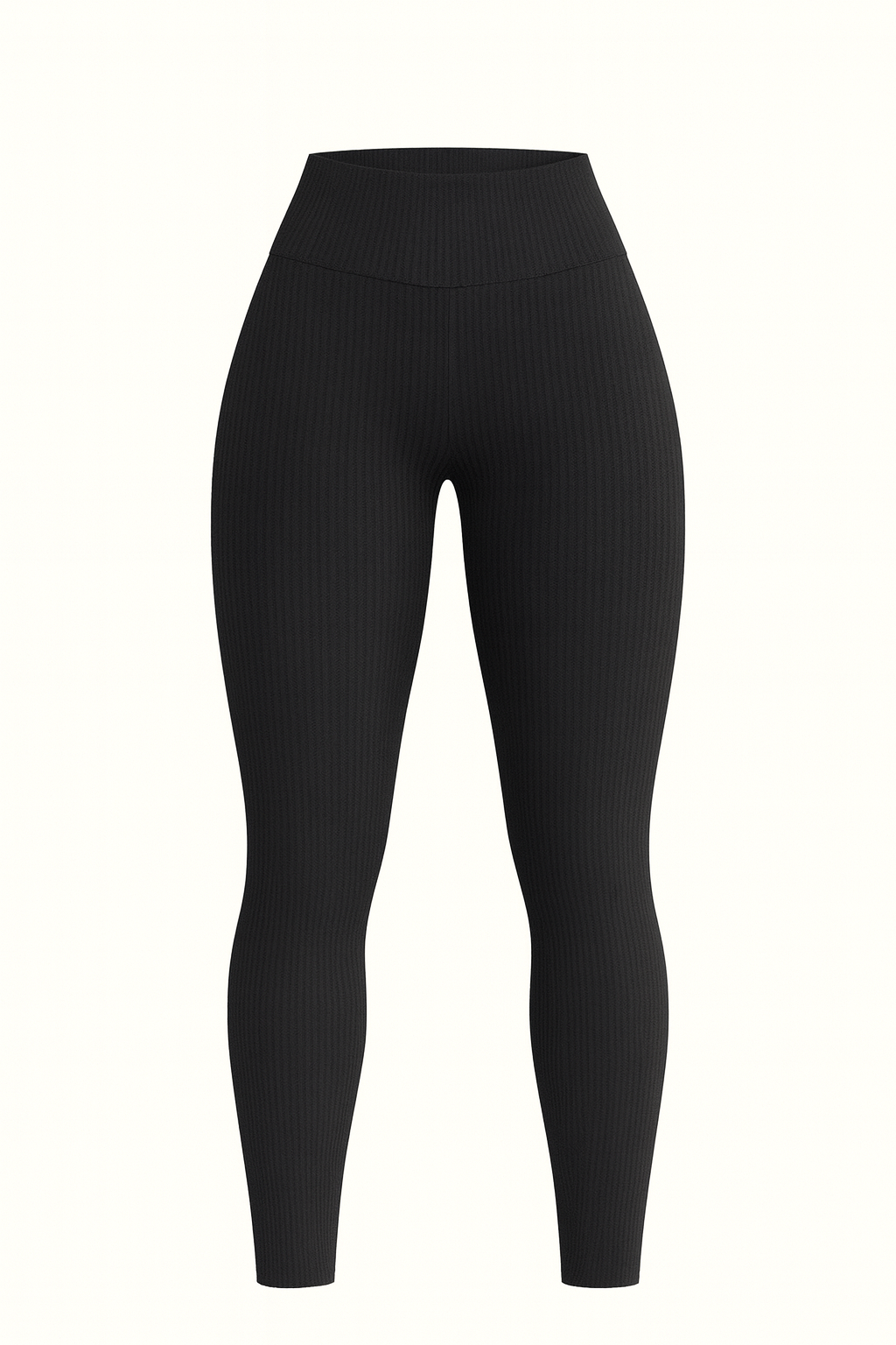 Black Ribbed Active Leggings