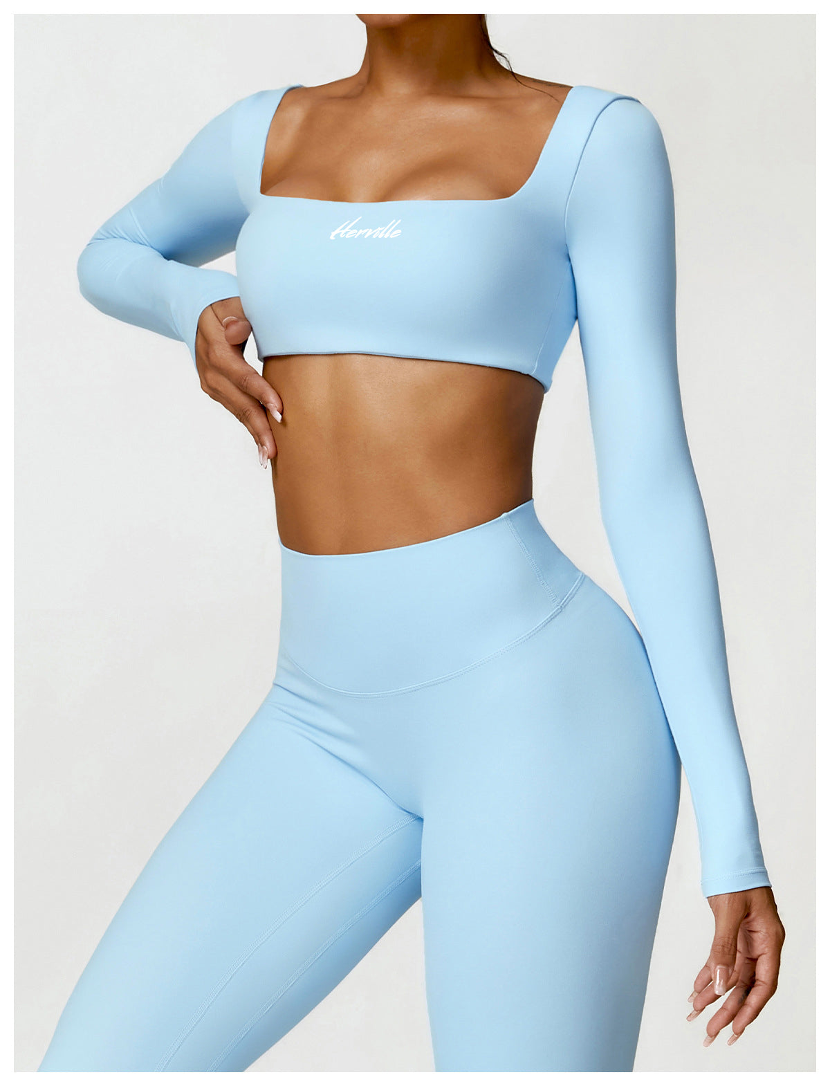 Sky Blue Square Crop Top