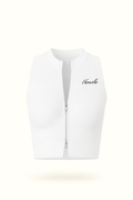 White Two Zipper Top
