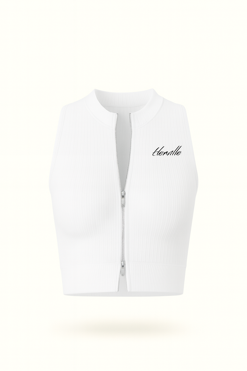 White Two Zipper Top